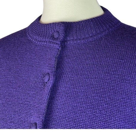 Aston Vintage Purple 100% Wool Button Up Round Ne… - image 2