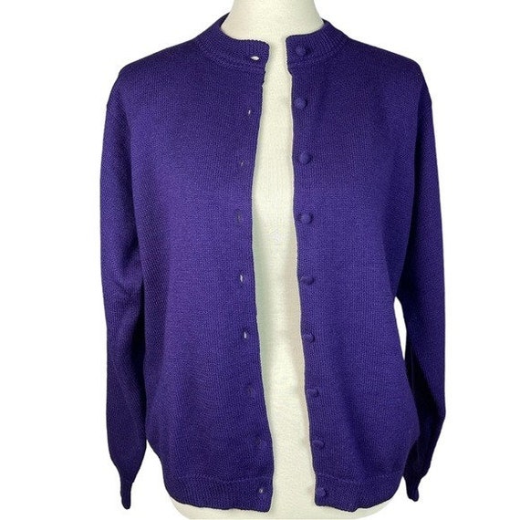 Aston Vintage Purple 100% Wool Button Up Round Ne… - image 5