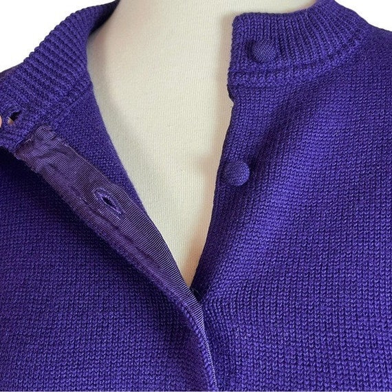 Aston Vintage Purple 100% Wool Button Up Round Ne… - image 9
