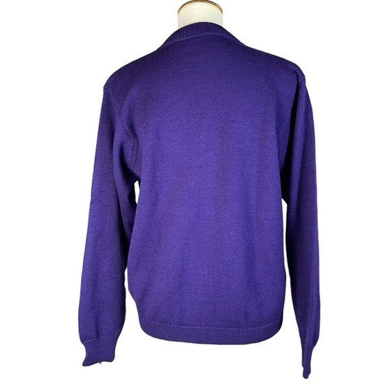 Aston Vintage Purple 100% Wool Button Up Round Ne… - image 6