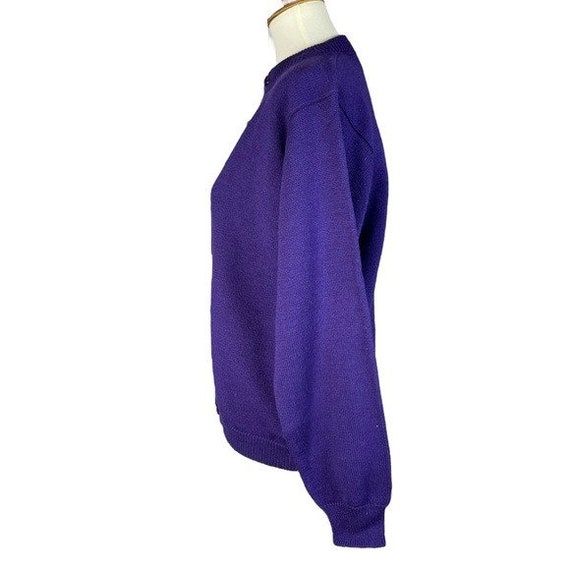 Aston Vintage Purple 100% Wool Button Up Round Ne… - image 7