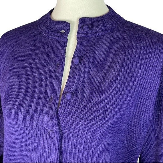 Aston Vintage Purple 100% Wool Button Up Round Ne… - image 4