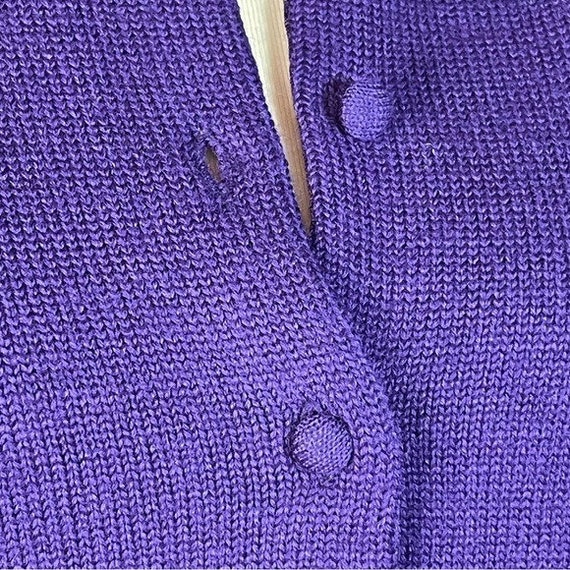 Aston Vintage Purple 100% Wool Button Up Round Ne… - image 10