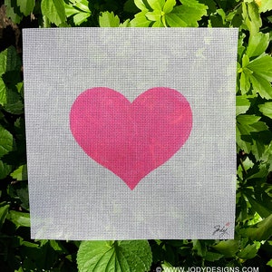 The Loving Pink Heart Handpainted Needlepoint Canvas - Jody Designs