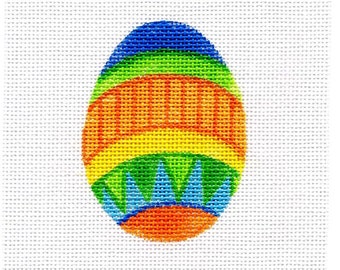 Small Needlepoint Egg - Jody Designs   Blue top