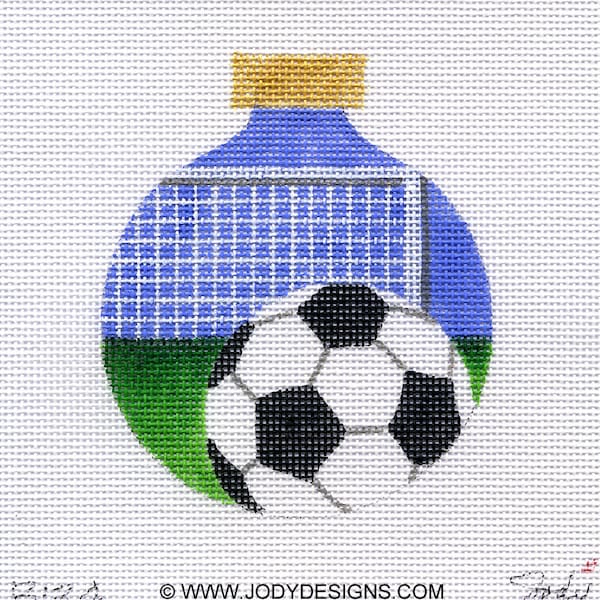 Soccer Ball and Net Needlepoint Ornament - Jody Design B134