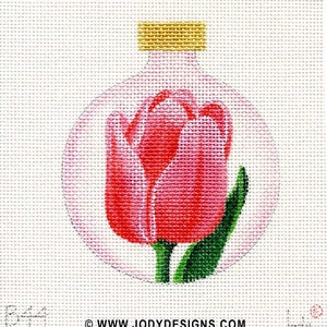 Pink Tulip Needlepoint Ornament - Jody Designs  B44