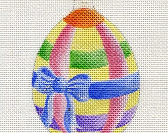 Pastel Ribbon Egg Needlepoint Ornament - Jody Designs B23