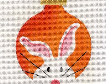 White Bunny Needlepoint Ornament - Jody Designs  WB1  orange