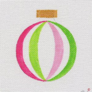 Sphere Round Hand Painted Needlepoint Ornament - Pink and Green - All colors available- Jody Designs B249B