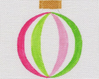 Sphere Round Hand Painted Needlepoint Ornament - Pink and Green - All colors available- Jody Designs B249B