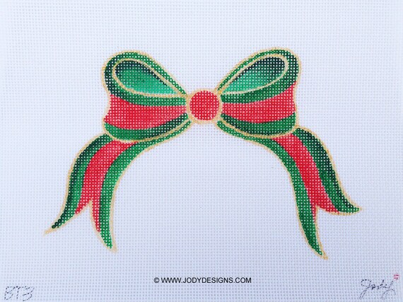 Bow Topper Needlepoint Ornament Stripe Style Select Your Own Colors Jody  Designs BT3 
