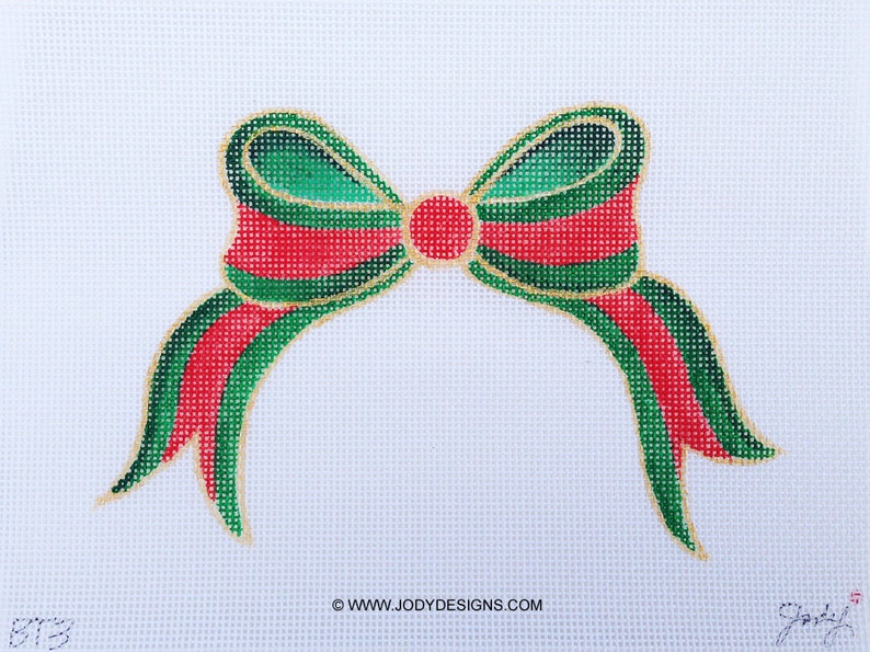 Bow Topper Needlepoint Ornament Stripe Style Select Your Etsy