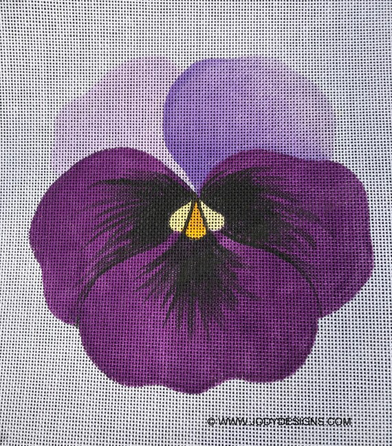 Purple Pansy Hand Painted Needlepoint Canvas -jody Designs #J47G