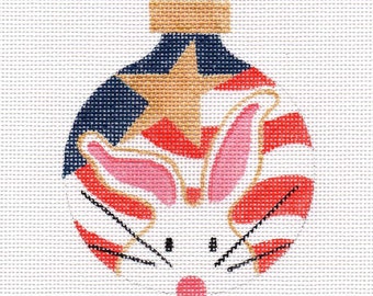 The White Bunny Celebrates the 4th of July Needlepoint Ornament - Jody Designs - WB6