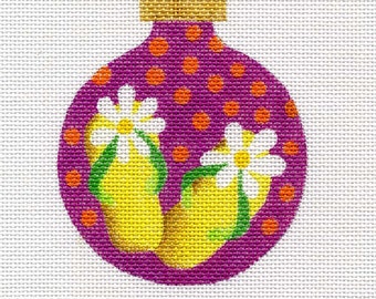 Flip Flops Hand Painted Needlepoint Ornament Canvas - Jody Designs   B102