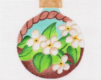 Basket of White Violets Needlepoint Ornament - Jody Designs   B5-99B  White