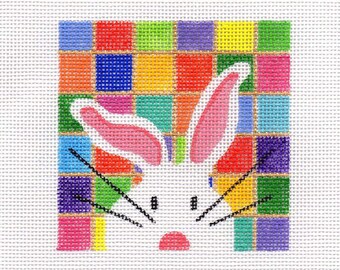 The White Bunny Square Patchwork Needlepoint  - Jody Designs  WB5