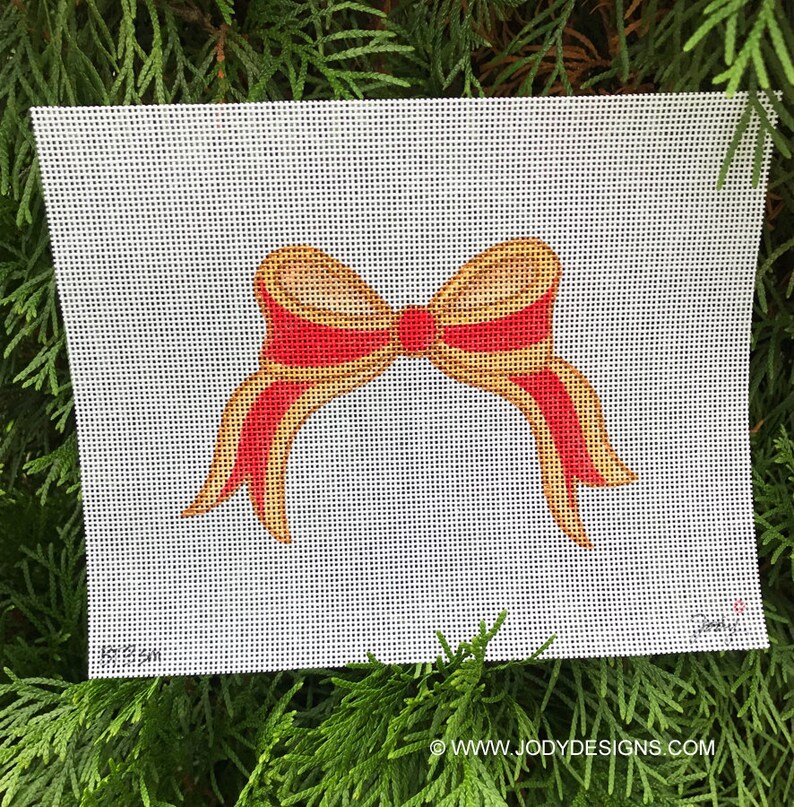Bow Topper Needlepoint SMALL Striped Bow Painted in Your Etsy UK