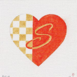 Valentine Alphabet Heart Needlepoint Ornament Jody Designs All letters available image 3