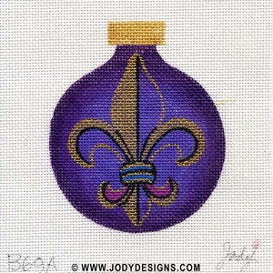 Fleur-de-lis/turquoise Needlepoint Ornament Jody Designs B69B image 3