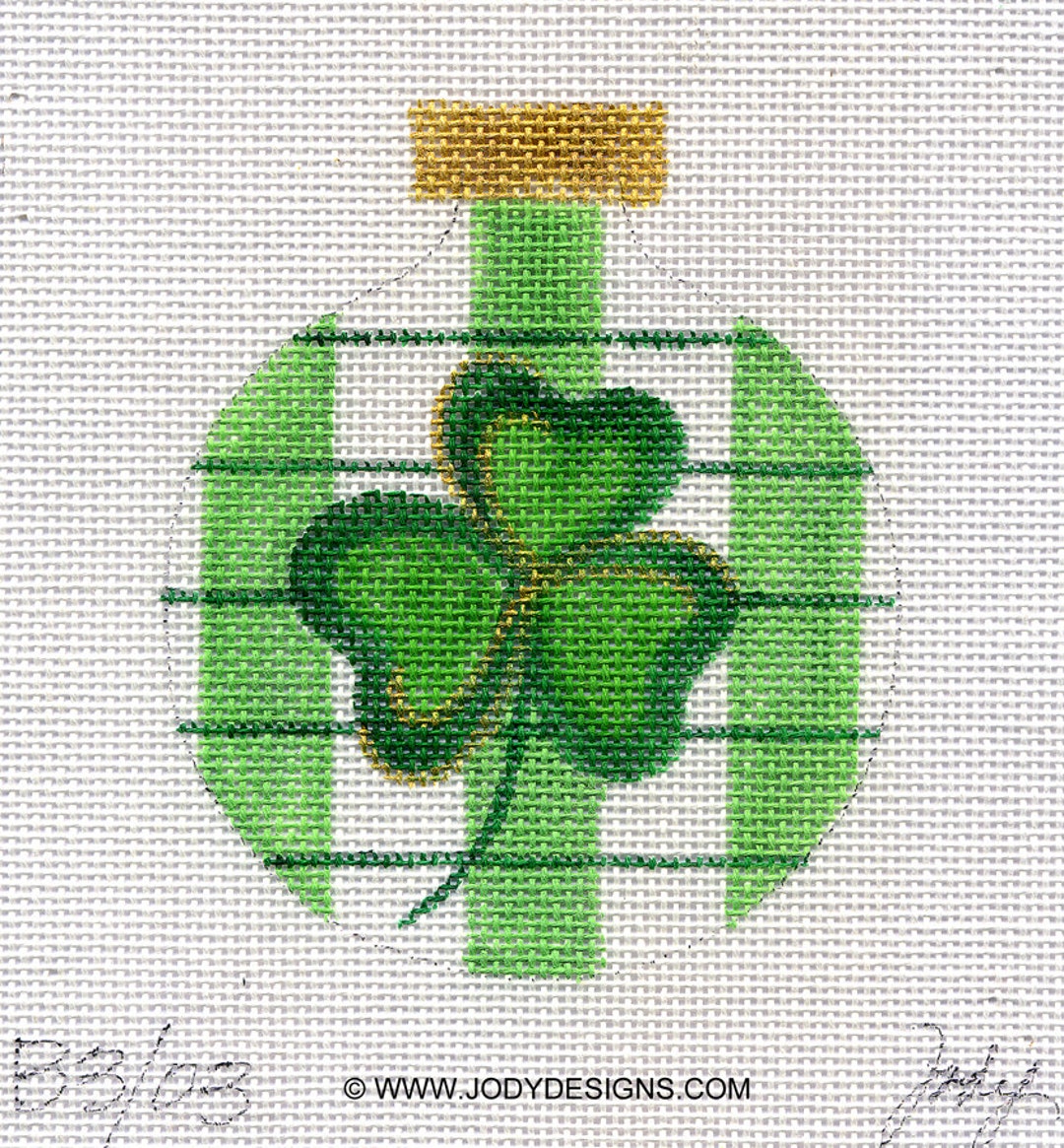 NEEDLEPOINT FLASK, SHAMROCK main image 0
