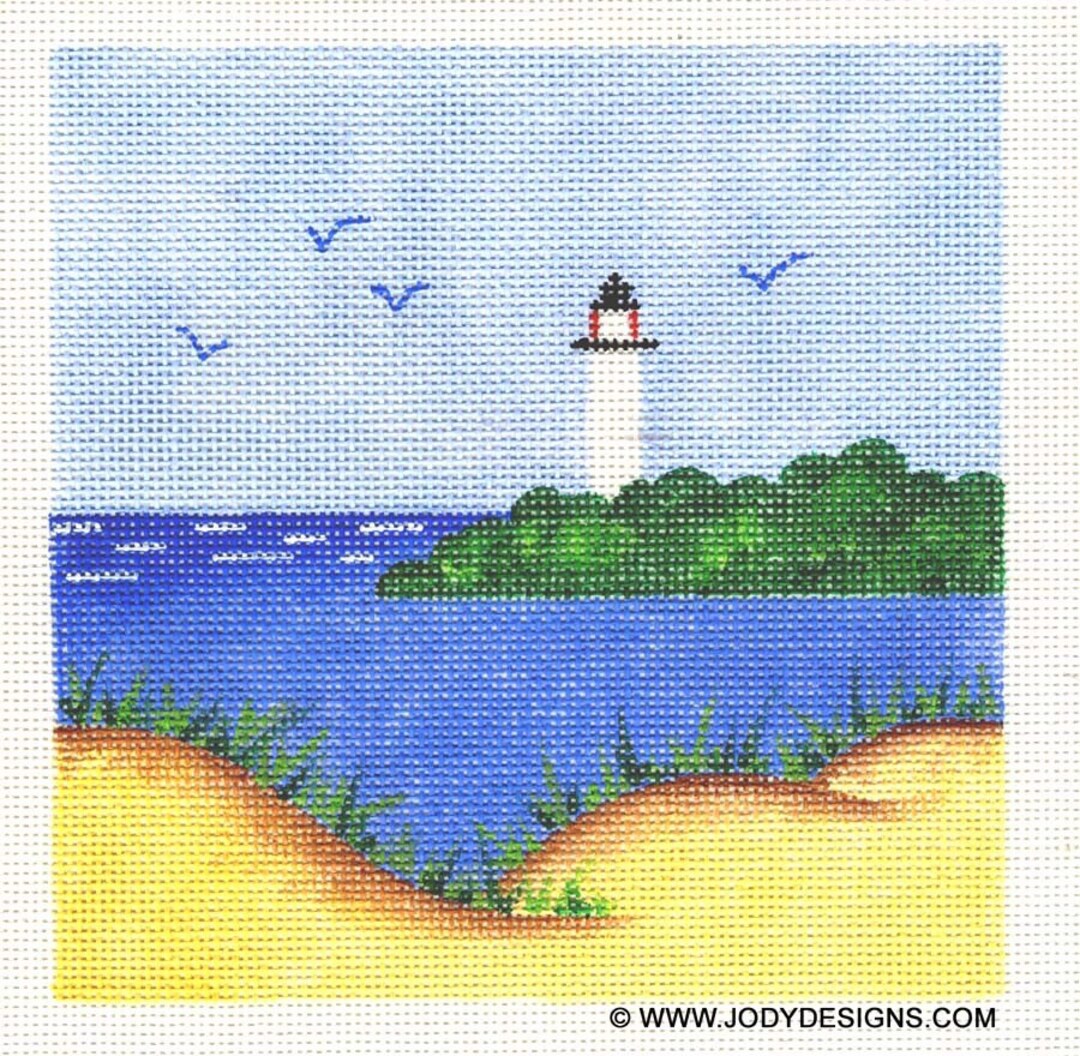 Lighthouse Needlepoint Hand Painted Canvas 7 X7 Square - Jody Designs ...