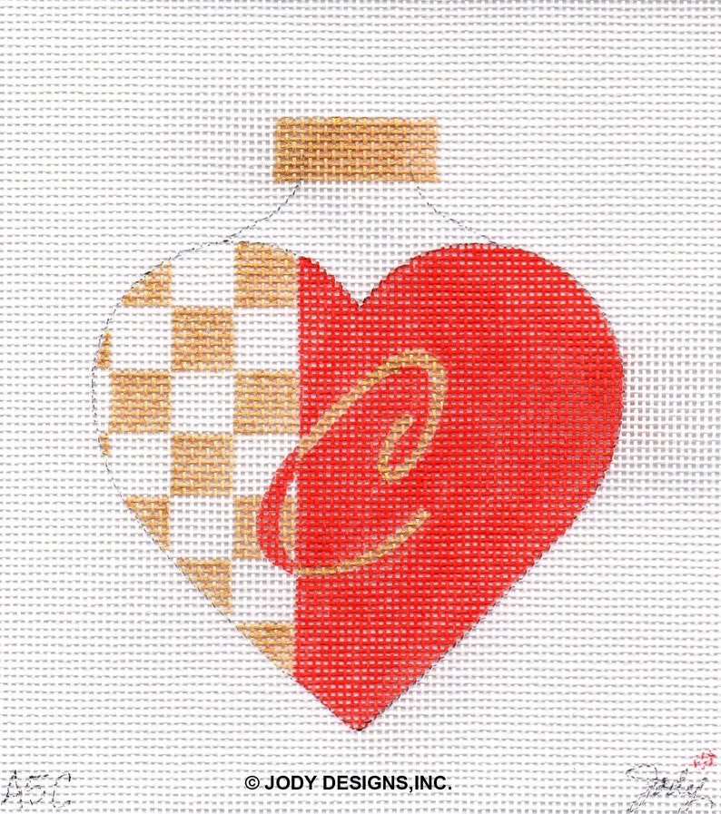 Valentine Alphabet Heart Needlepoint Ornament Jody Designs All letters available image 6