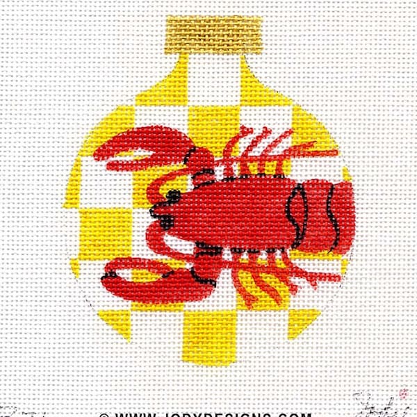 Lobster and Checks Hand Painted Needlepoint Ornament Canvas - Jody Designs  B71