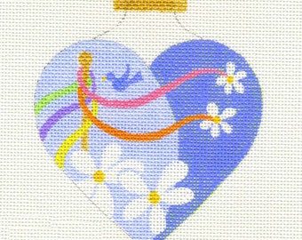 May Day Ribbon Pole Heart Hand Painted Needlepoint Ornament Canvas - Jody Designs   H5