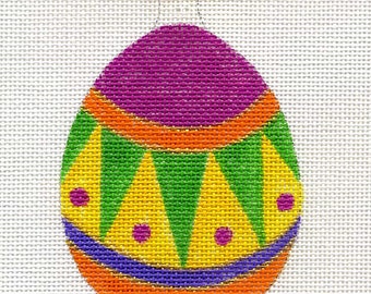 Colorful Egg with Pink Top Needlepoint Ornament - Jody Designs  B64A