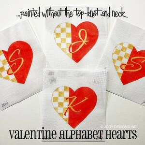 Valentine Alphabet Heart Needlepoint Ornament Jody Designs All letters available image 2