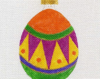 Colorful Egg with Orange Top Needlepoint Ornament - Jody Designs  B64C