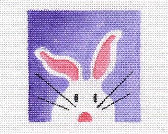 White Bunny Needlepoint Square - Jody Designs   WB1 square purple