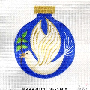 Peace Dove Needlepoint Ornament      B80A  Peace dove/blue