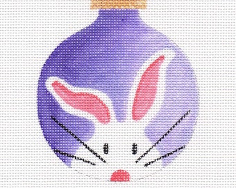 White Bunny Needlepoint Ornament - Jody Designs  WB1  purple