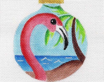 Flamingo Hand Painted Needlepoint Ornament Canvas - Jody Designs B75