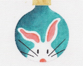 White Bunny Needlepoint Ornament - Jody Designs  WB1 turquoise