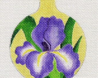 Iris yellow background Needlepoint ornament -  Jody Designs B26A