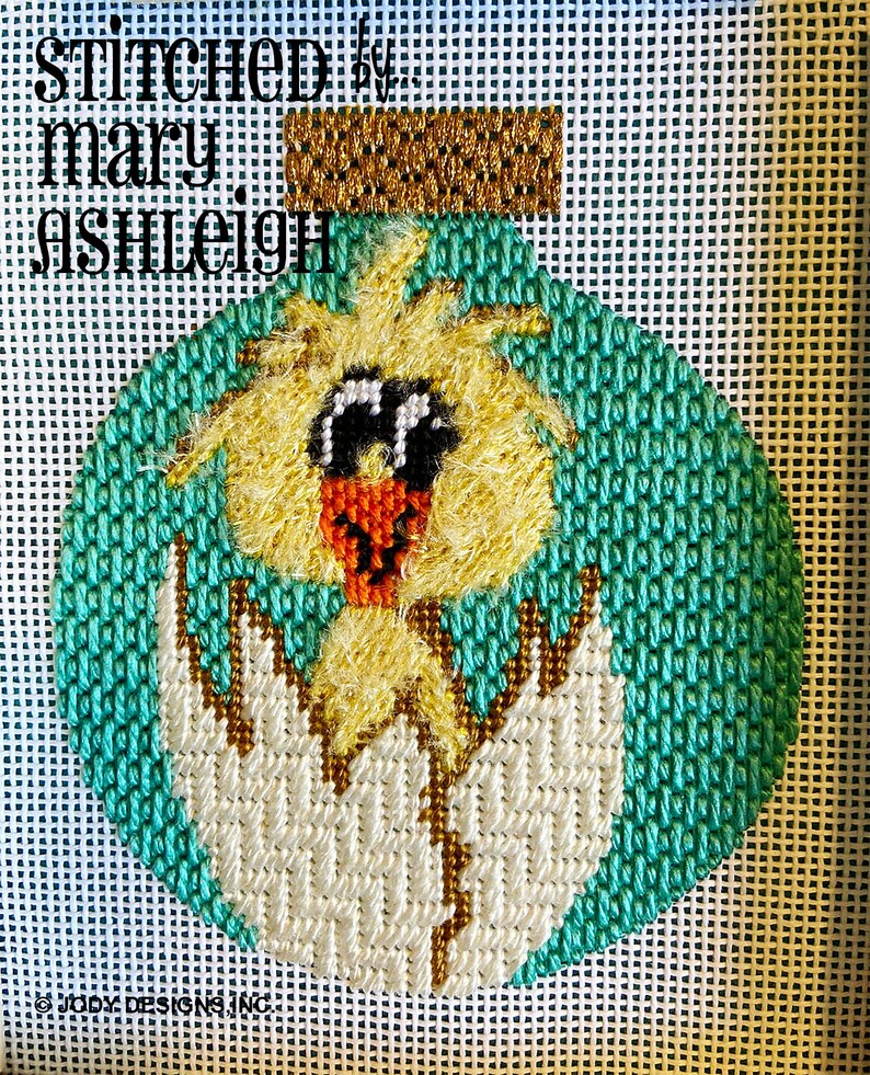 Chicken and Cracked Egg Hand Painted Needlepoint Ornament Canvas Jody Designs B17 image 5