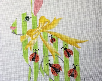 Tall Hare Rabbit - Ladybug Needlepoint (can be painted in YOUR colors)- Jody Designs TH5