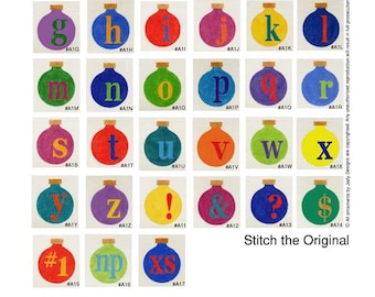 Alphabet Hand Painted Needlepoint Ornaments - All letters available in YOUR colors - 14pt and 18pt canvas - Jody Designs