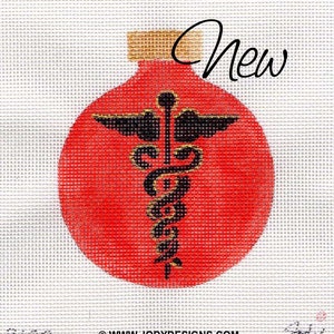 Medical Caduceus Hand Painted Needlepoint Ornament Canvas - Jody Designs B192