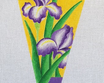 Iris Needlepoint Banner - with plain extended top - Jody Designs