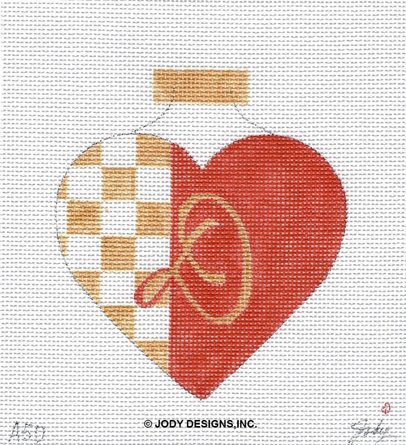 Valentine Alphabet Heart Needlepoint Ornament Jody Designs All letters available image 5