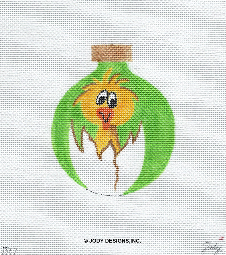 Chicken and Cracked Egg Hand Painted Needlepoint Ornament Canvas Jody Designs B17 image 8