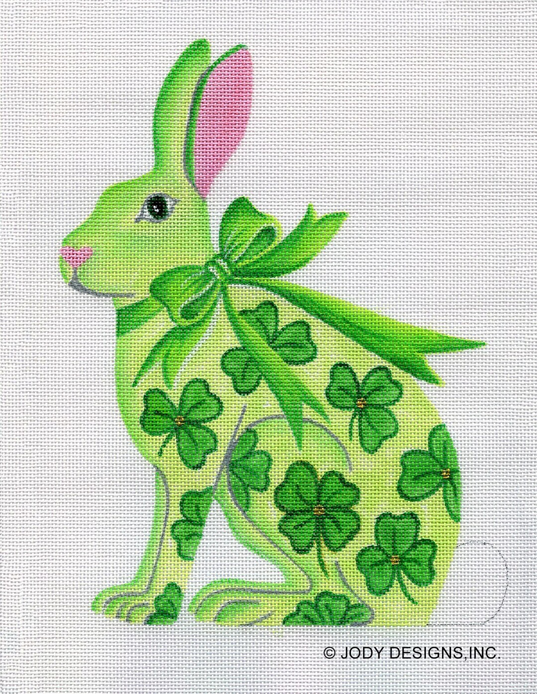 Shamrock Rabbit Shamrock Tall Hare Rabbit Hand Painted Needlepoint Canvas - Jody ...