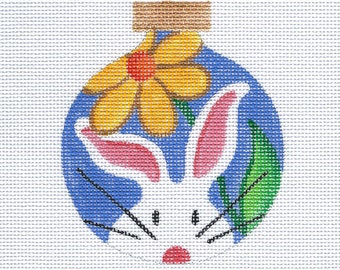 The White Bunny Summer Daisy Needlepoint Ornament - Jody Designs  WB19