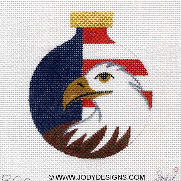 American Eagle Hand Painted Needlepoint Ornament Canvas - Jody Designs  B90