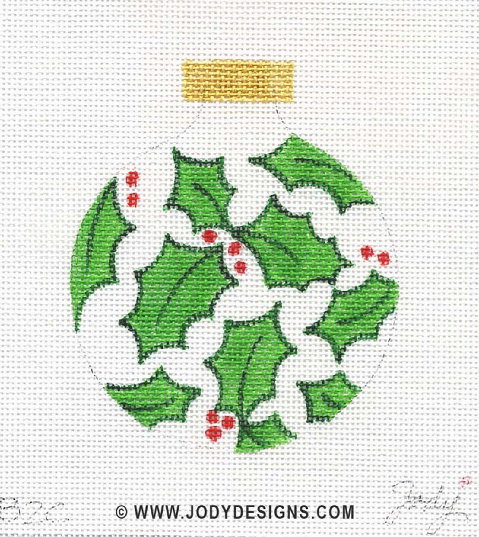 Holly Needlepoint Ornament Jody Designs B2C Holly white Etsy